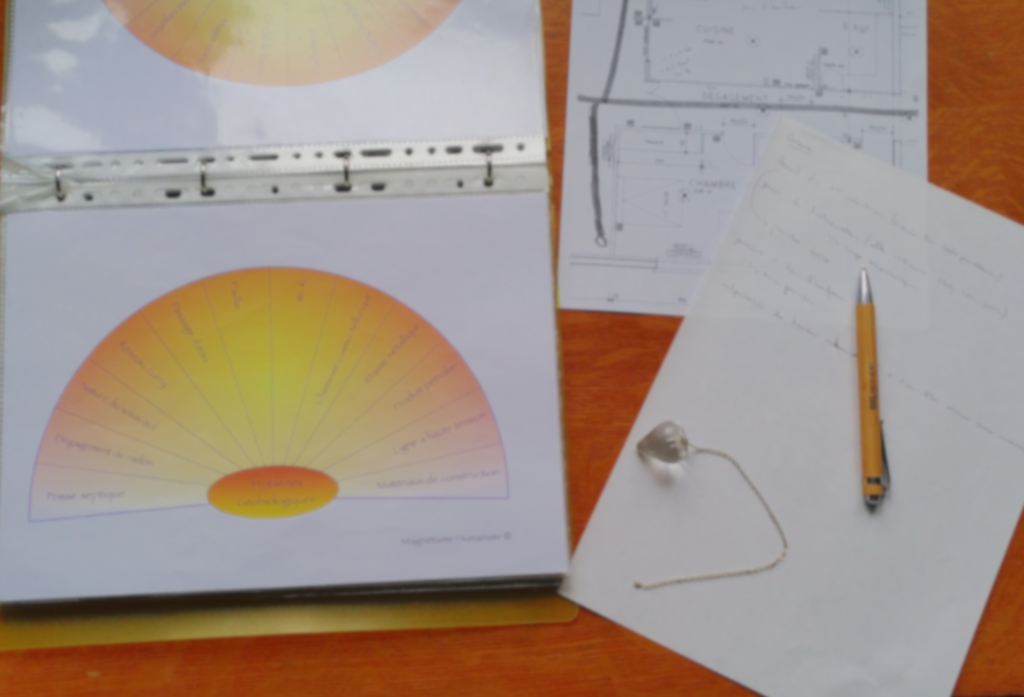 mesures géobiologie au pendule sur plan